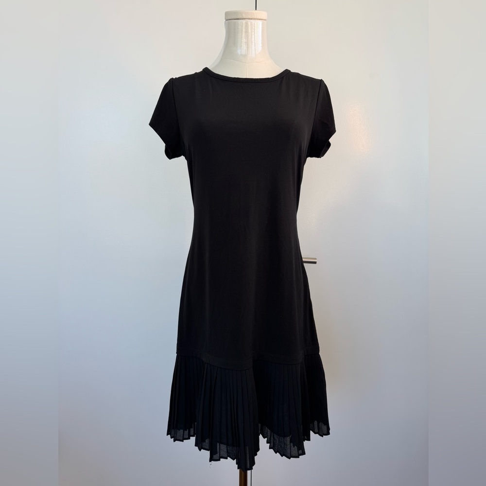 Michael Kors Elegant Black Pleated Hem Dress